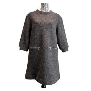 Marc Jacobs Grey Dress Women’s Large gold Metallic flecks Liya Wool Shift
